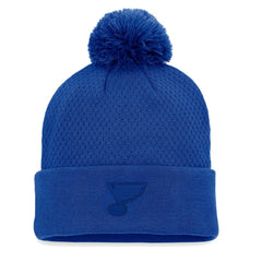 St. Louis Blues - Fanatics Women's Authentic Pro Road Cuffed Knit Hat with Pom Blue