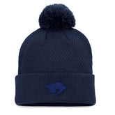 Nashville Predators - Fanatics Women's Authentic Pro Road Cuffed Knit Hat with Pom Navy