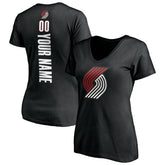 NBA - Portland Trail Blazers Women's Personalized Playmaker Team V-Neck T-Shirt - Black