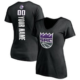 NBA - Sacramento Kings Women's Personalized Playmaker Team V-Neck T-Shirt - Black
