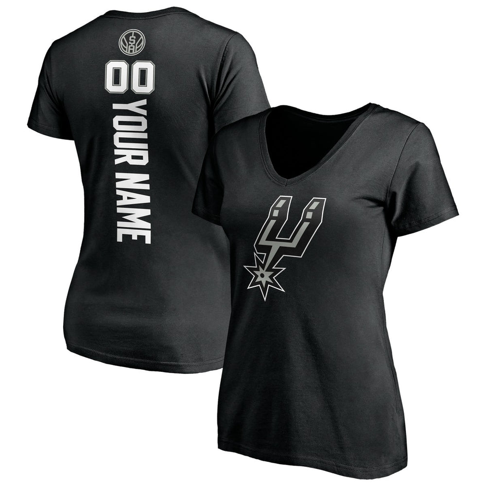 NBA - San Antonio Spurs Women's Personalized Playmaker Team V-Neck T-Shirt - Black