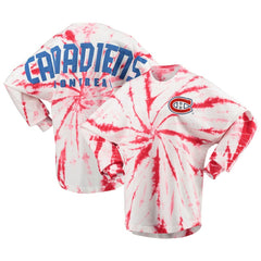 Montreal Canadiens - Women's Spiral Tie-Dye Long Sleeve T-Shirt Red