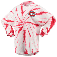 Montreal Canadiens - Women's Spiral Tie-Dye Long Sleeve T-Shirt Red