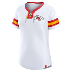 Kansas City Chiefs Women's Sunday Best Lace-Up T-Shirt White - Fanatics