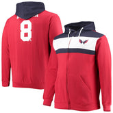Alexander Ovechkin Washington Capitals Profile Big & Tall Colorblock Full-Zip Hoodie Red