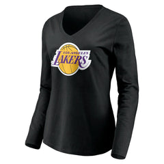 NBA - LeBron James Los Angeles Lakers Women's #6 Playmaker Name & Number Long Sleeve V-Neck T-Shirt - Black
