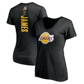 NBA - LeBron James Los Angeles Lakers Women's #6 Playmaker Name & Number V-Neck T-Shirt - Black