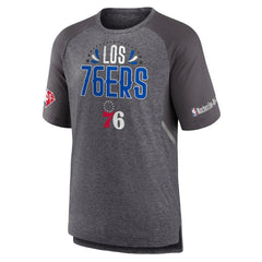 Fanatics - Philadelphia 76ers 2022 Noches Ene-Be-A Core Shooting Raglan T-Shirt - Heathered Gray