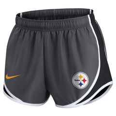 Pittsburgh Steelers Women's Plus Size Logo Performance Tempo Shorts Charcoal - Nike