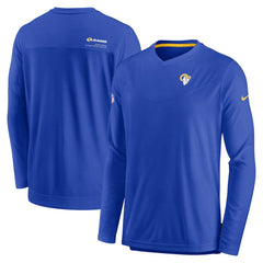 Los Angeles Rams Sideline Coach Chevron Lock Up Long Sleeve V-Neck Performance T-Shirt Royal - Nike