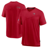 Tampa Bay Buccaneers Sideline Coach Chevron Lock Up Logo V-Neck Performance T-Shirt Red - Nike