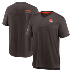 Cleveland Browns Sideline Coach Chevron Lock Up Logo V-Neck Performance T-Shirt Brown - Nike