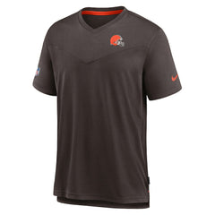 Cleveland Browns Sideline Coach Chevron Lock Up Logo V-Neck Performance T-Shirt Brown - Nike