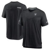 Las Vegas Raiders Sideline Coach Chevron Lock Up Logo V-Neck Performance T-Shirt Black - Nike