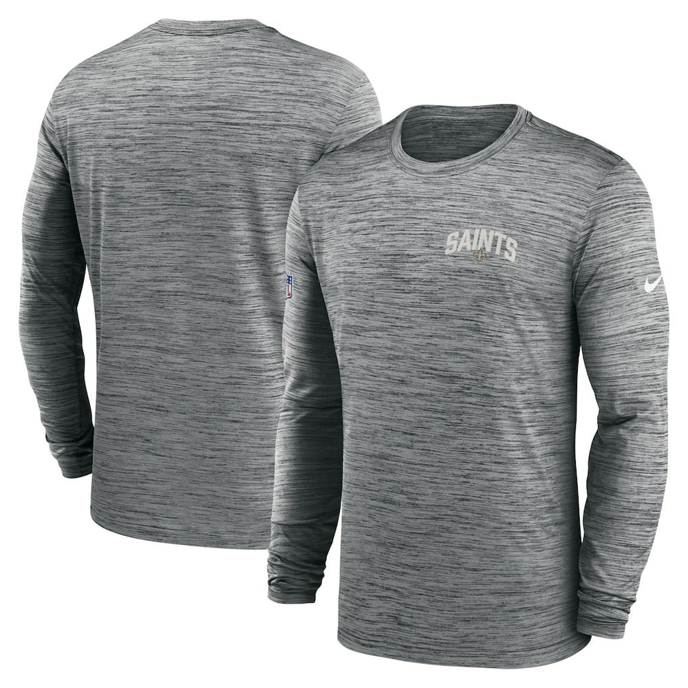 New Orleans Saints Sideline Velocity Athletic Stack Performance Long Sleeve T-Shirt Gray - Nike