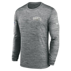 New Orleans Saints Sideline Velocity Athletic Stack Performance Long Sleeve T-Shirt Gray - Nike