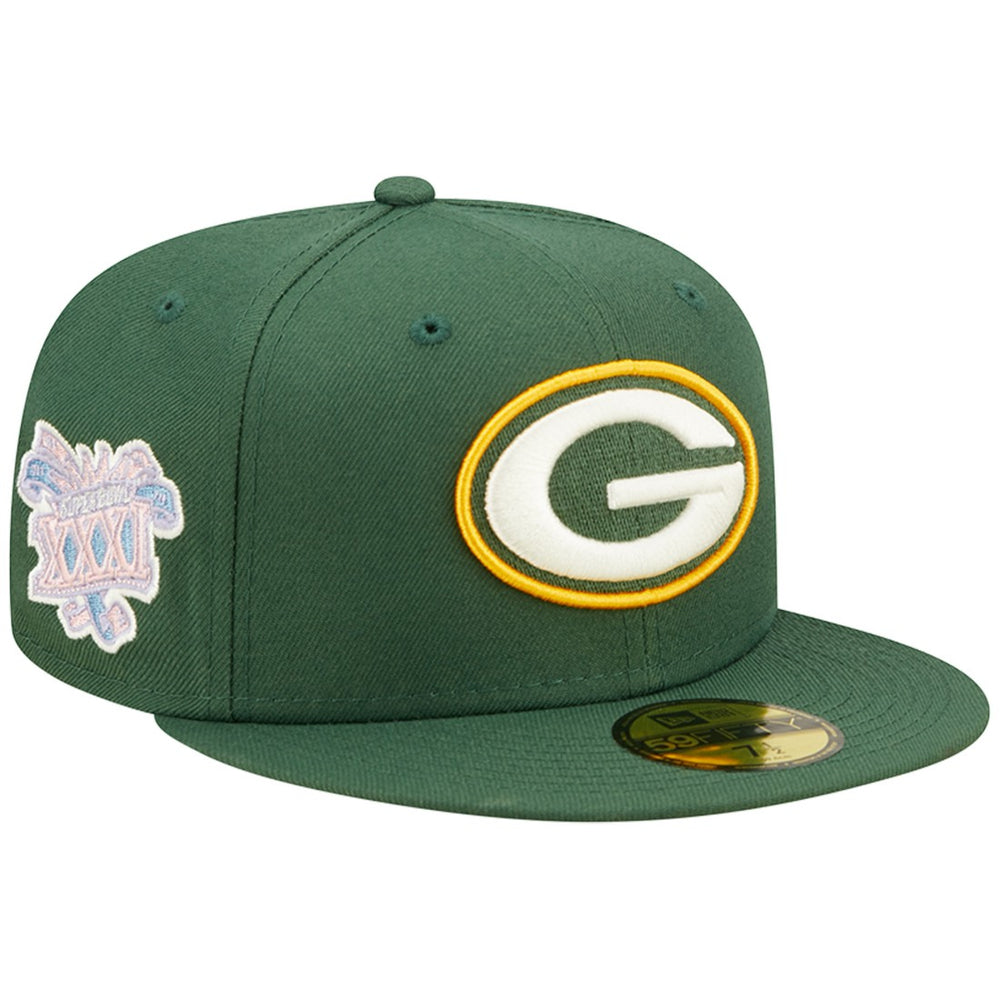 Green Bay Packers New Era Super Bowl XXXI Purple Pop Sweat 59FIFTY Fitted Hat Green - NFL