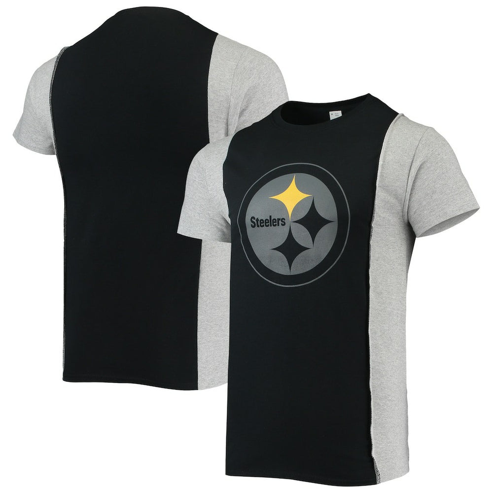 Pittsburgh Steelers Refried Apparel Sustainable Split T-Shirt Black/Heathered Gray - NFL