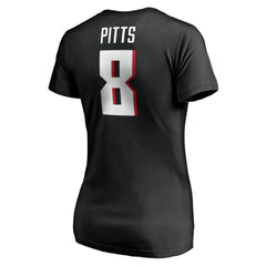 Kyle Pitts Atlanta Falcons Women's Player Icon Name & Number V-Neck T-Shirt Black - Fanatics