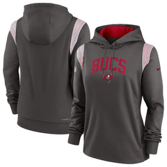 Tampa Bay Buccaneers Women's Sideline Stack Performance Pullover Hoodie Pewter - Nike