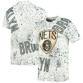 NBA - Brooklyn Nets FISLL Gold Foil Splatter Print T-Shirt - White