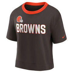 Cleveland Browns Women's High Hip Fashion Cropped Top Brown - Nike