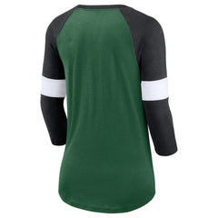 New York Jets Women's Football Pride Raglan 3/4-Sleeve T-Shirt Heather Green/Heather Black - Nike