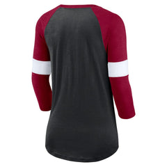 Washington Commanders Women's Football Pride Raglan 3/4-Sleeve T-Shirt Heather Black/Burgundy - Nike