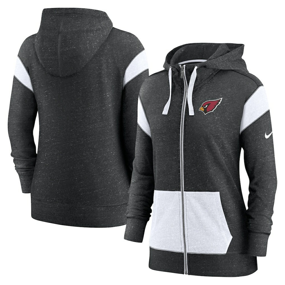 Arizona Cardinals Women's Monaco Lightweight Full-Zip Hoodie Heather Black/White - Nike