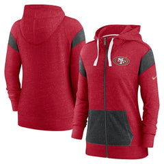 San Francisco 49ers Women's Monaco Lightweight Full-Zip Hoodie Scarlet/Heather Black - Nike