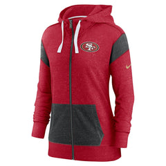 San Francisco 49ers Women's Monaco Lightweight Full-Zip Hoodie Scarlet/Heather Black - Nike
