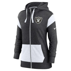 Las Vegas Raiders Women's Plus Size Monaco Full-Zip Lightweight Hoodie Heather Black/White - Nike
