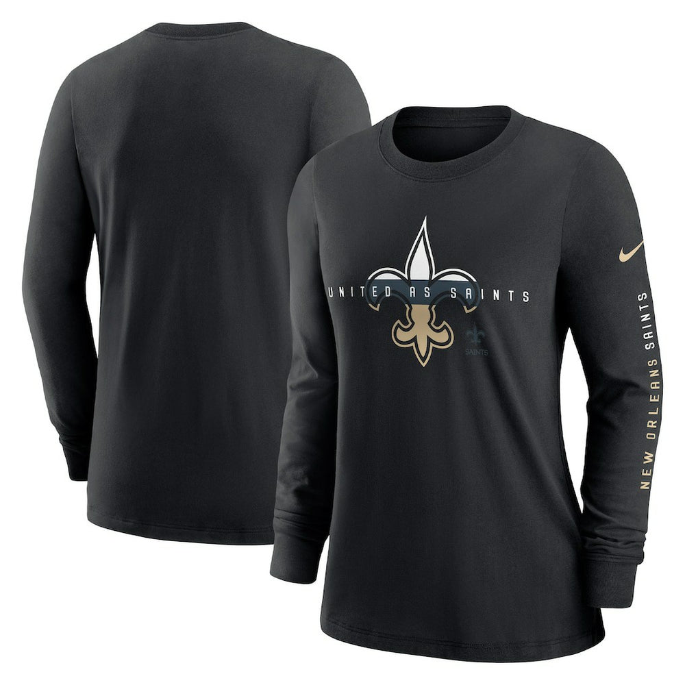 New Orleans Saints Women's Prime Split Long Sleeve T-Shirt Black - Nike