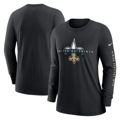 New Orleans Saints Women's Prime Split Long Sleeve T-Shirt Black - Nike