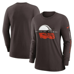Cleveland Browns Women's Prime Split Long Sleeve T-Shirt Brown - Nike