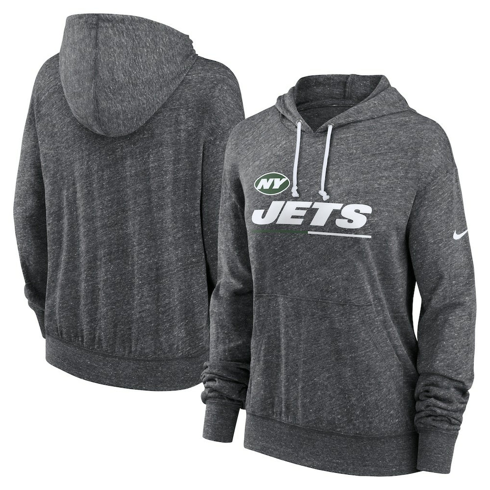 New York Jets Women's Team Spirit Gym Vintage Lightweight Hoodie Top Heather Charcoal - Nike