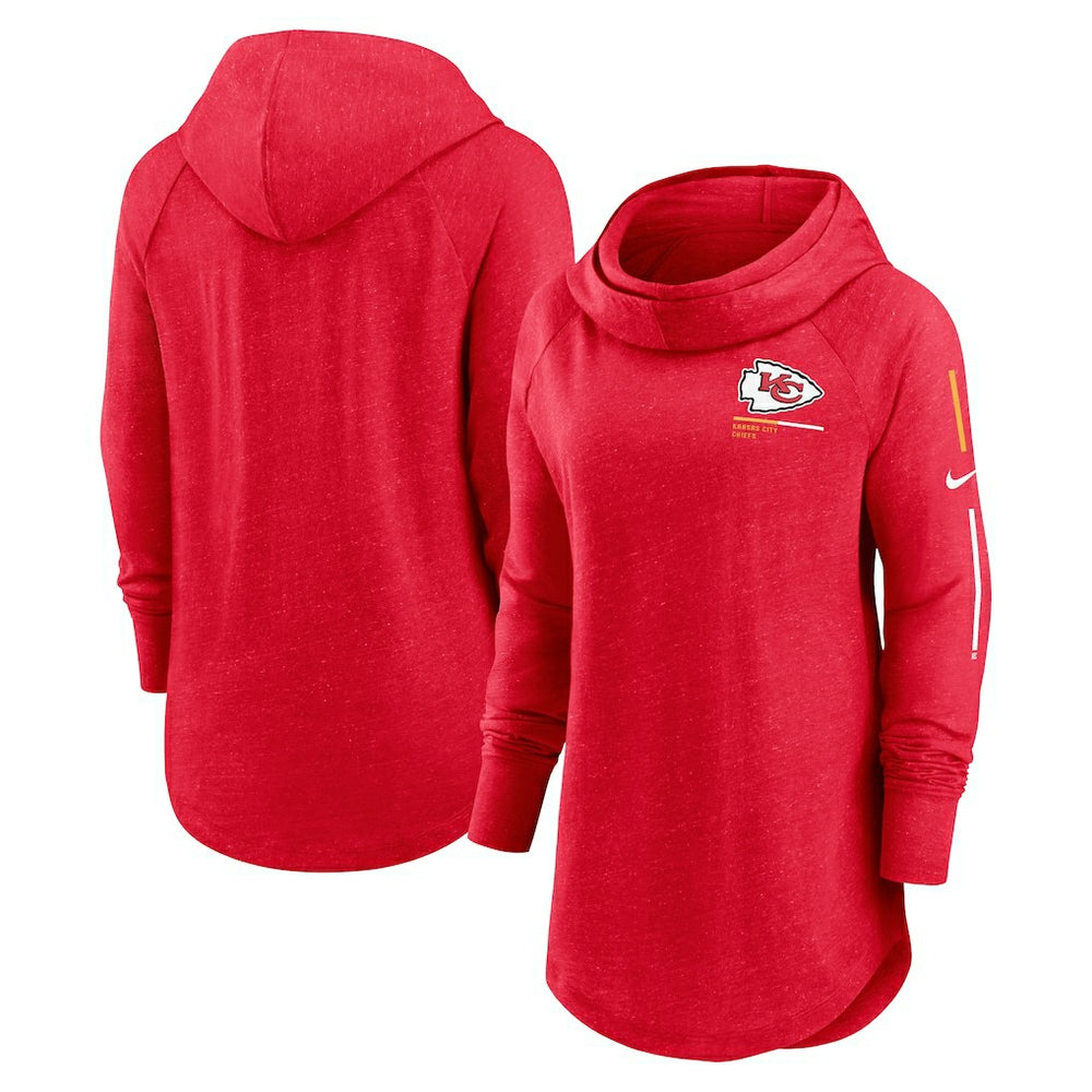Kansas City Chiefs Women's Minimal Statement Lightweight Raglan Funnel Neck Pullover Hoodie Red - Nike
