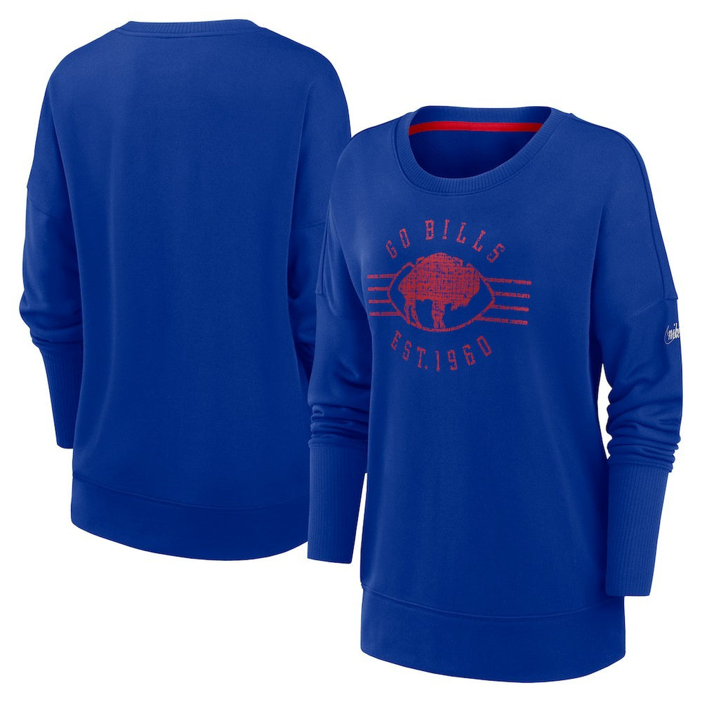 Buffalo Bills Women's Rewind Playback Icon Performance Pullover Sweatshirt Royal - Nike