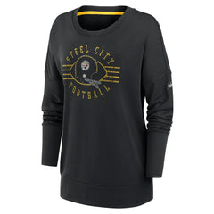 Pittsburgh Steelers Women's Rewind Playback Icon Performance Pullover Sweatshirt Black - Nike