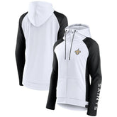 New Orleans Saints Women's End Around Lightweight Raglan Full-Zip Hoodie Jacket White/Black - Fanatics