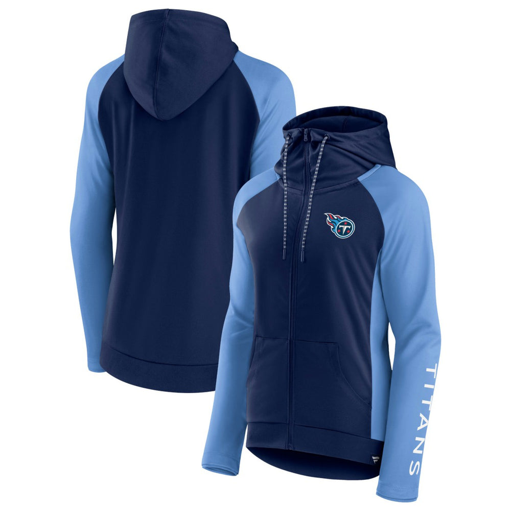 Tennessee Titans Women's End Around Lightweight Raglan Full-Zip Hoodie Jacket Navy/Light Blue - Fanatics