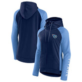 Tennessee Titans Women's End Around Lightweight Raglan Full-Zip Hoodie Jacket Navy/Light Blue - Fanatics