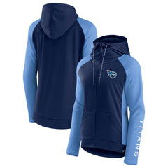 Tennessee Titans Women's End Around Lightweight Raglan Full-Zip Hoodie Jacket Navy/Light Blue - Fanatics