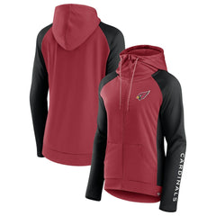 Arizona Cardinals Women's End Around Lightweight Raglan Full-Zip Hoodie Jacket Cardinal/Black - Fanatics