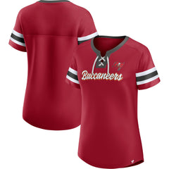 Tampa Bay Buccaneers Women's Original State Lace-Up T-Shirt Red - Fanatics