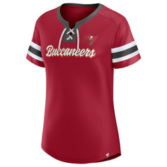 Tampa Bay Buccaneers Women's Original State Lace-Up T-Shirt Red - Fanatics