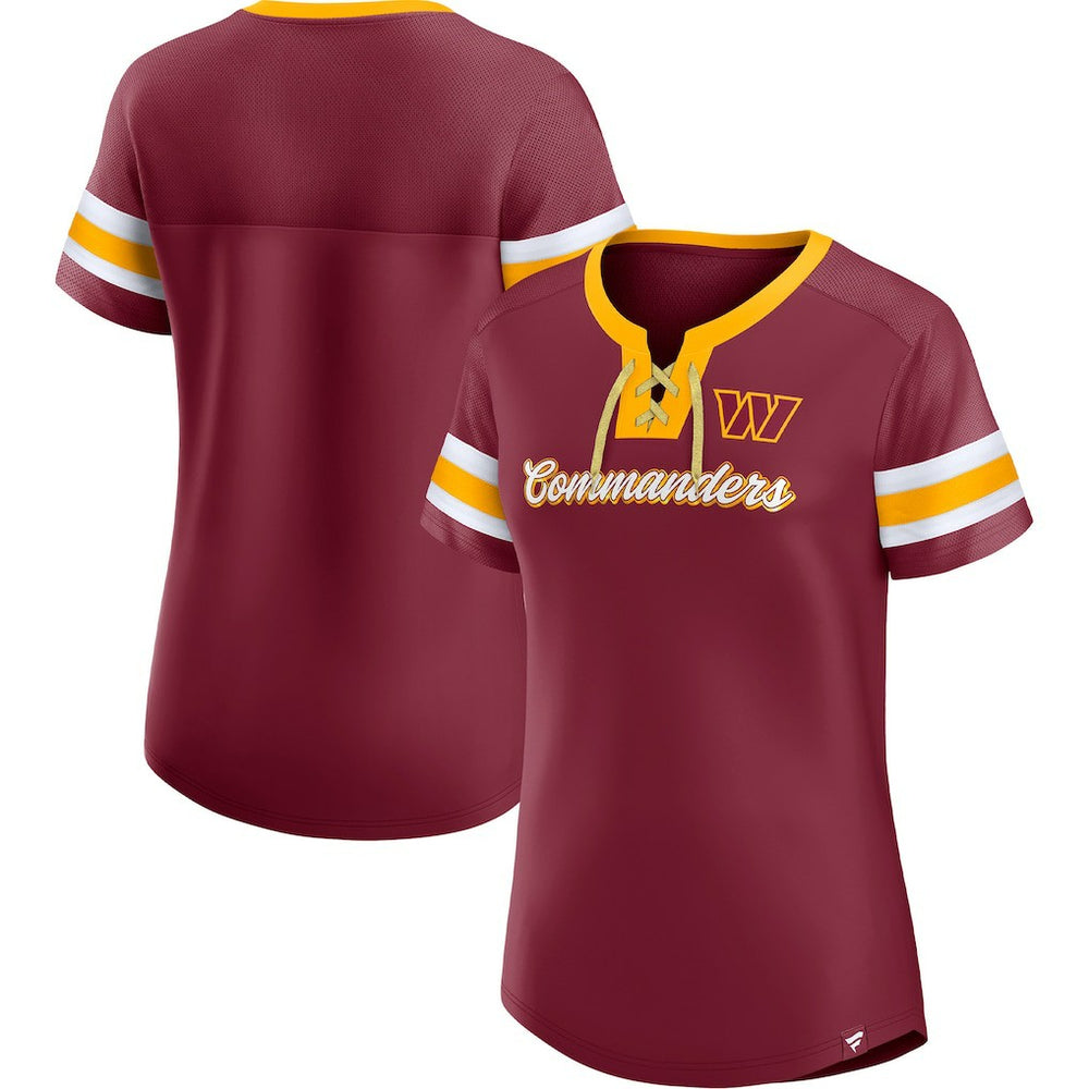 Washington Commanders Women's Original State Lace-Up T-Shirt Burgundy - Fanatics
