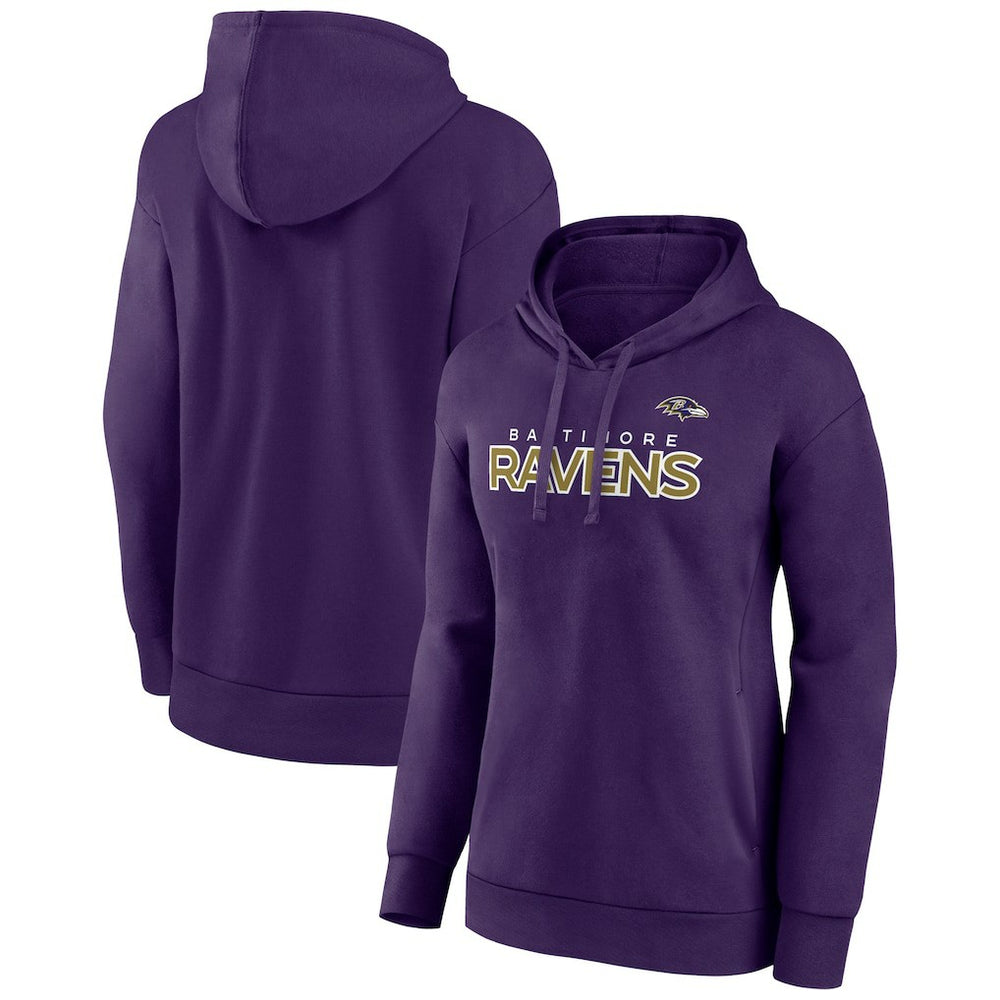 Baltimore Ravens Women's Iconic Cotton Fleece Checklist Pullover Hoodie Purple - Fanatics