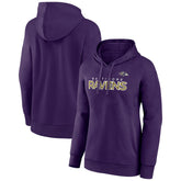 Baltimore Ravens Women's Iconic Cotton Fleece Checklist Pullover Hoodie Purple - Fanatics