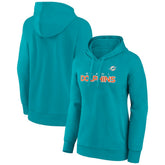 Miami Dolphins Women's Iconic Cotton Fleece Checklist Pullover Hoodie Aqua - Fanatics